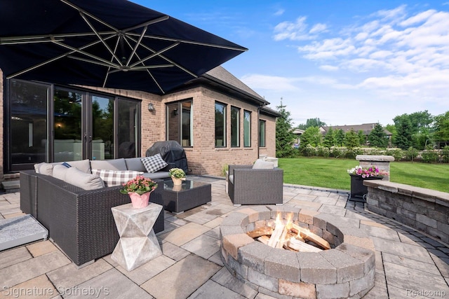 1641 Traceky, Rochester Hills, MI 48306 - view of patio / terrace with an outdoor living space with a fire pit and area for grilling