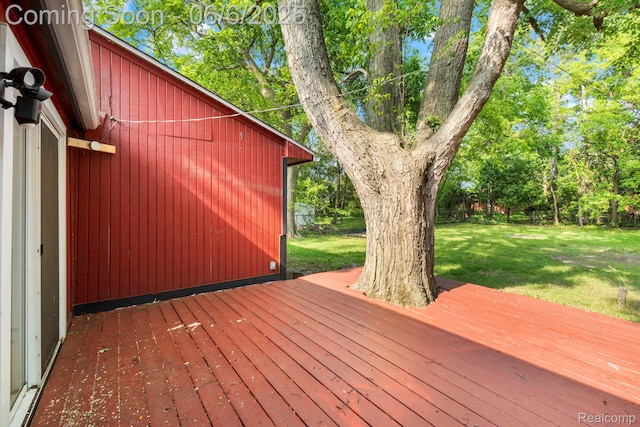 23808 Beierman Ave, Warren, MI 48091 - wooden terrace featuring a yard and view of scattered trees