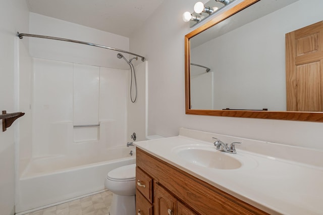 6997 W Woodlea Rd, Oscoda, MI 48750 - bathroom featuring toilet, vanity, and shower / bath combination
