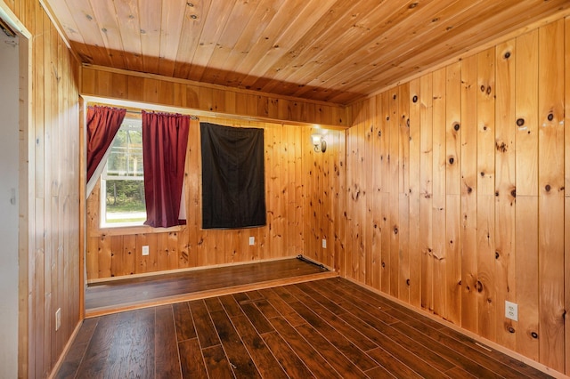 6997 W Woodlea Rd, Oscoda, MI 48750 - spare room featuring wood walls, wood finished floors, wooden ceiling, and baseboards