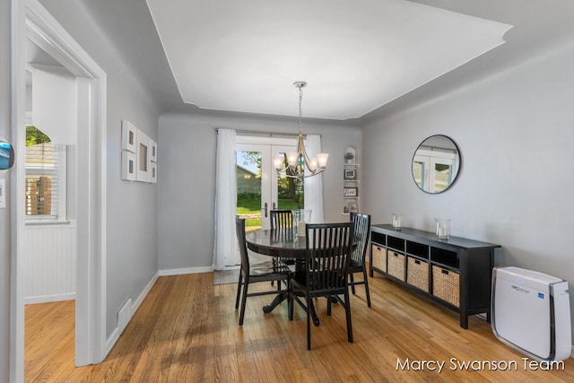 815 Reynard St SE, Grand Rapids, MI 49507 - dining room featuring a chandelier, wood finished floors, and baseboards
