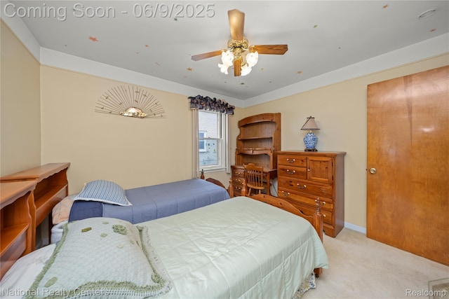 11322 Leverne, Redford, MI 48239 - bedroom featuring light colored carpet, a ceiling fan, and baseboards