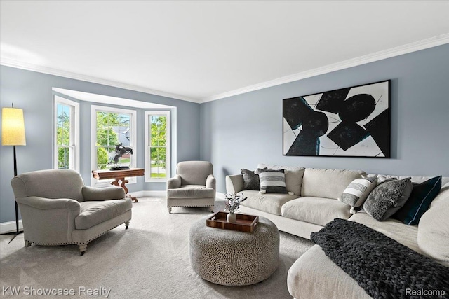 1307 Trillium Ct, Wixom, MI 48393 - living room with crown molding and carpet flooring