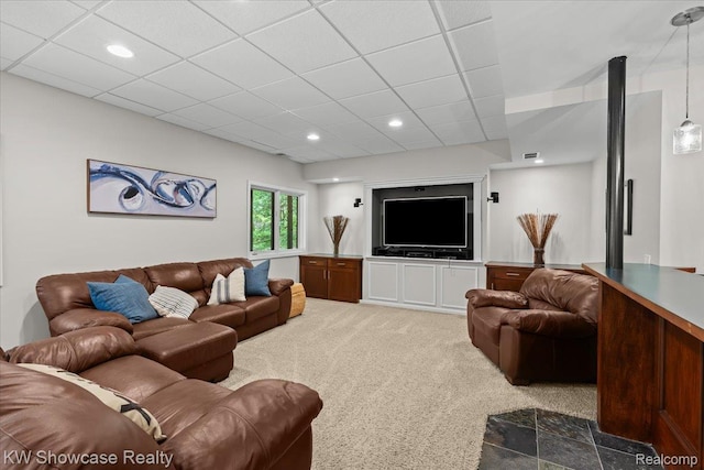 1307 Trillium Ct, Wixom, MI 48393 - living room with light colored carpet and recessed lighting