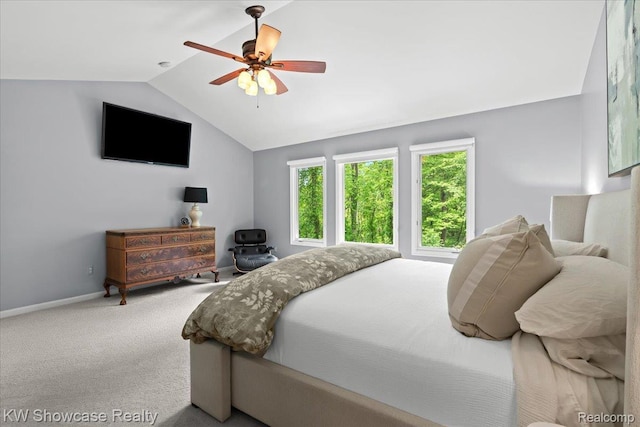 1307 Trillium Ct, Wixom, MI 48393 - bedroom with vaulted ceiling, carpet floors, and ceiling fan