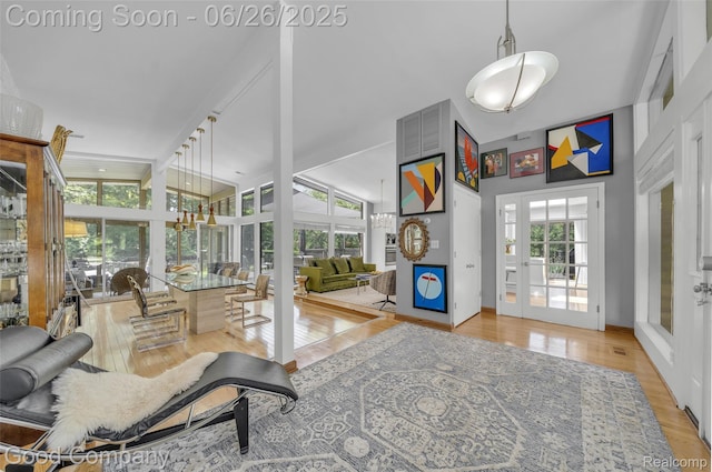 30239 Hickory Ln, Franklin, MI 48025 - living room featuring light wood-type flooring and french doors