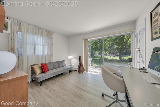30239 Hickory Ln, Franklin, MI 48025 - office featuring plenty of natural light, wood finished floors, and baseboard heating