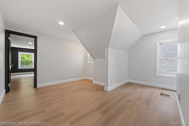 17169 Griggs St, Detroit, MI 48221 - bonus room featuring light wood-style floors, baseboards, lofted ceiling, and recessed lighting