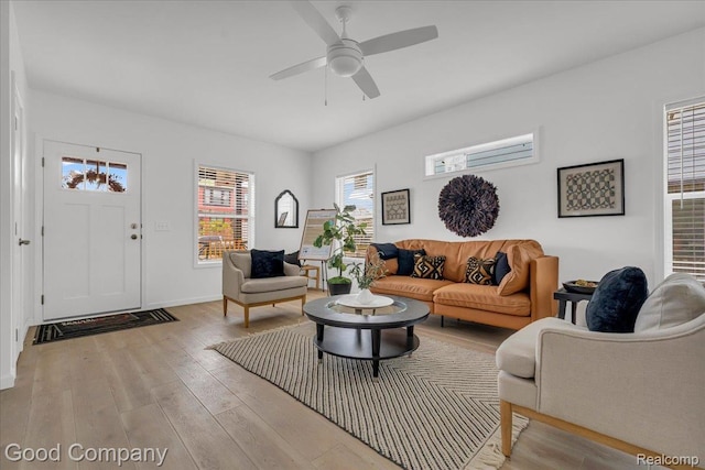2819 16th St, Detroit, MI 48216 - living area with light wood-style flooring and ceiling fan