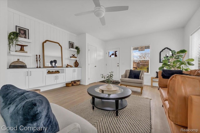 2819 16th St, Detroit, MI 48216 - living room with plenty of natural light, light wood-style flooring, and a ceiling fan