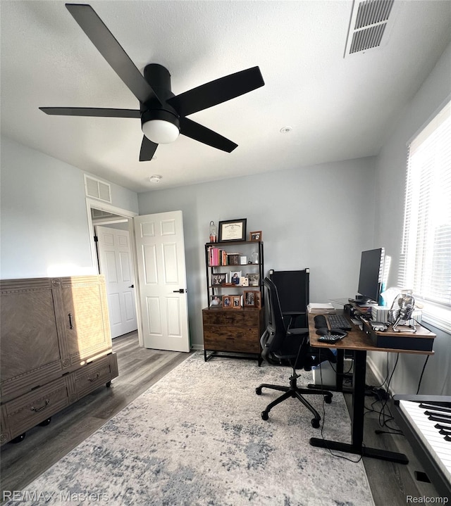 1565 Harbour Blvd Unit 182, Trenton, MI 48183 - office with a ceiling fan and wood finished floors