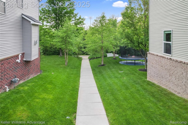 861 N Mill St, South Lyon, MI 48178 - view of grassy yard featuring a trampoline