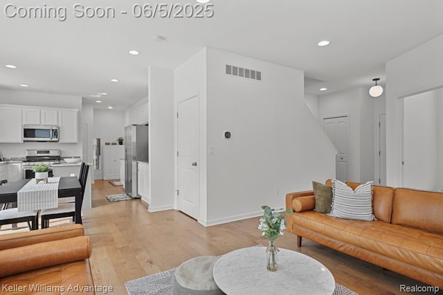 861 N Mill St, South Lyon, MI 48178 - living area featuring light wood finished floors, recessed lighting, and baseboards