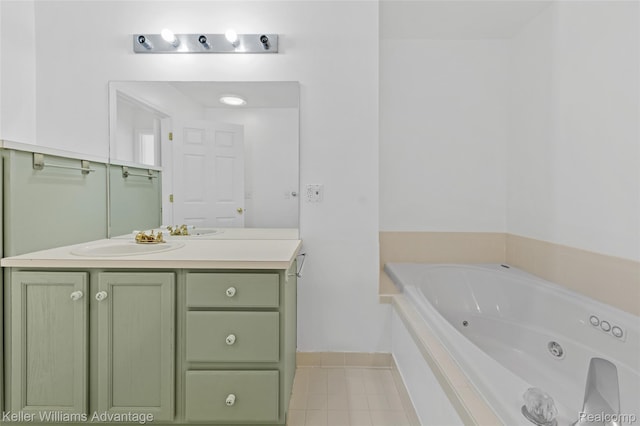 7127 Copper Creek Cir, Canton, MI 48187 - full bathroom with vanity, a tub with jets, and tile patterned floors