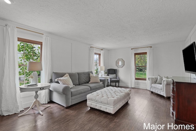 7125 Brooklyn Ave SE, Grand Rapids, MI 49508 - living room featuring dark wood-style flooring and a textured ceiling