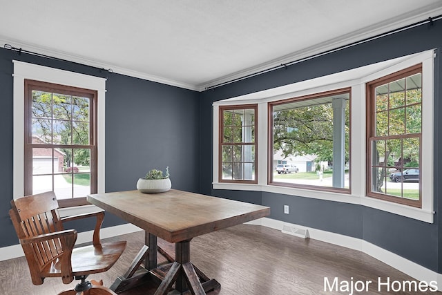 7125 Brooklyn Ave SE, Grand Rapids, MI 49508 - office space with plenty of natural light, baseboards, ornamental molding, and wood finished floors
