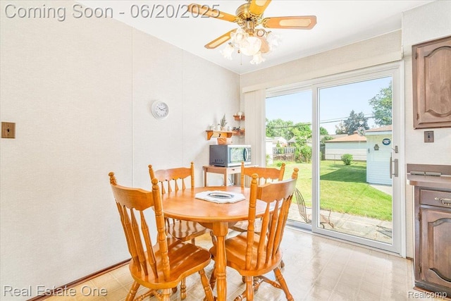 32622 Parkwood St, Westland, MI 48186 - dining space featuring a ceiling fan and light floors