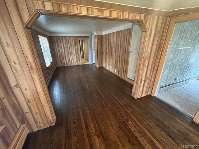 18821 Dalby, Redford, MI 48240 - empty room with dark wood finished floors, wooden walls, and crown molding