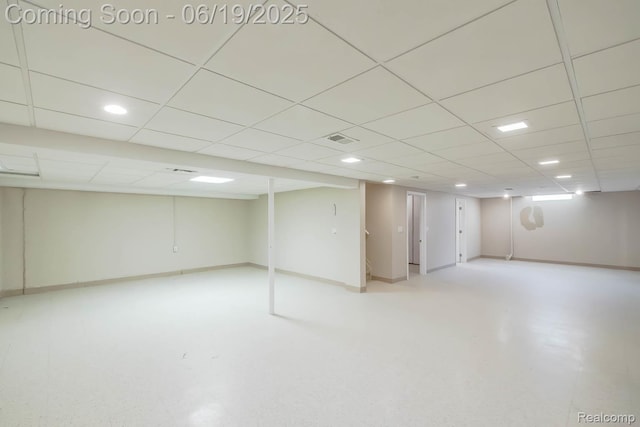 43221 Pointe Dr Unit 57, Clinton Township, MI 48038 - finished basement with a drop ceiling and recessed lighting