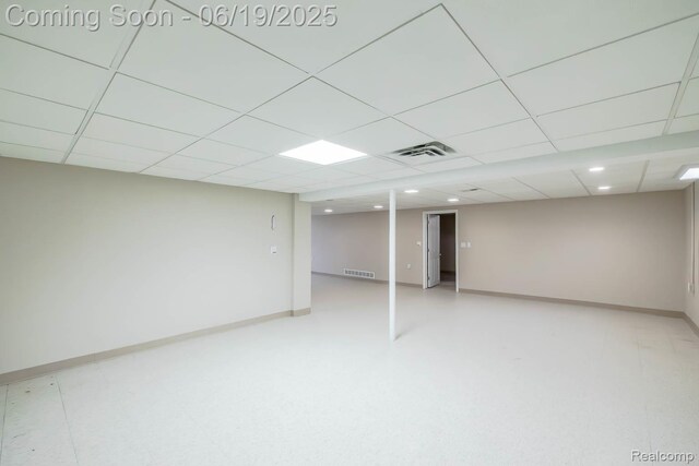 43221 Pointe Dr Unit 57, Clinton Township, MI 48038 - finished basement with recessed lighting and a paneled ceiling
