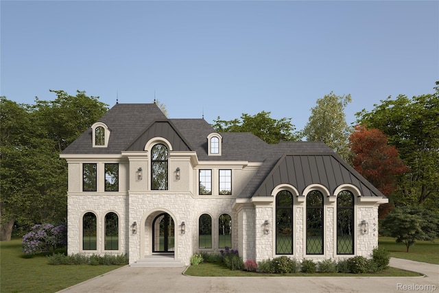 6842 Roseberry, New Build, Macomb, MI 48316 - french provincial home with stone siding and a front yard
