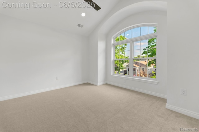 1285 Ruffner Ave, Birmingham, MI 48009 - spare room featuring carpet flooring, baseboards, and vaulted ceiling