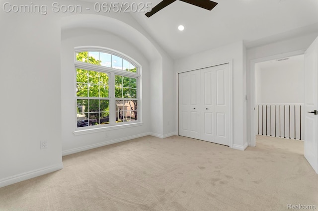 1285 Ruffner Ave, Birmingham, MI 48009 - unfurnished bedroom featuring carpet floors, vaulted ceiling, recessed lighting, a closet, and baseboards