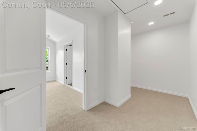1285 Ruffner Ave, Birmingham, MI 48009 - hallway featuring attic access, carpet, recessed lighting, and baseboards