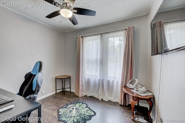 585 Roth Blvd, Clawson, MI 48017 - office featuring a ceiling fan, wood finished floors, and crown molding