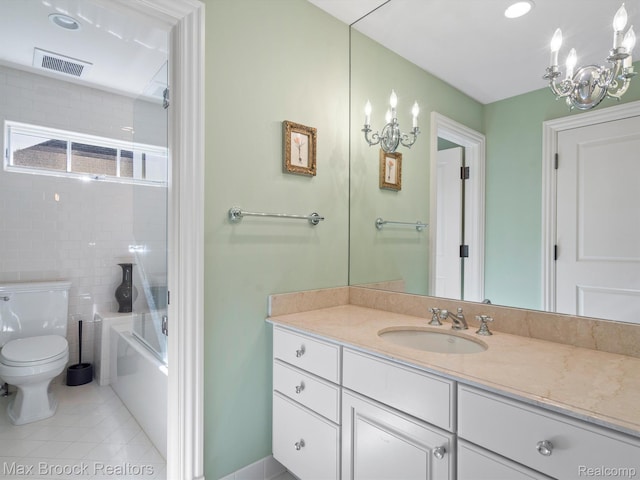 2921 Turtle Pond Ct, Bloomfield Hills, MI 48302 - bathroom with toilet, vanity, tile patterned floors, and  shower combination