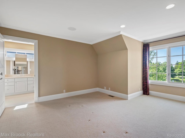 2921 Turtle Pond Ct, Bloomfield Hills, MI 48302 - additional living space with light colored carpet, baseboards, recessed lighting, and a sink