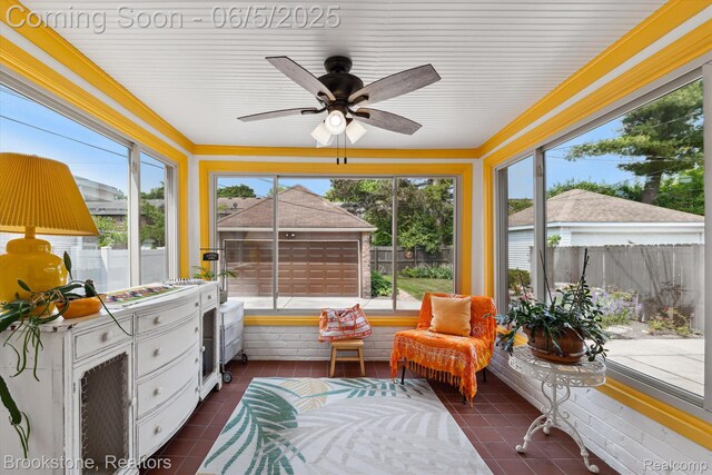 20171 Renfrew Rd, Detroit, MI 48221 - sunroom with tile patterned flooring and a ceiling fan