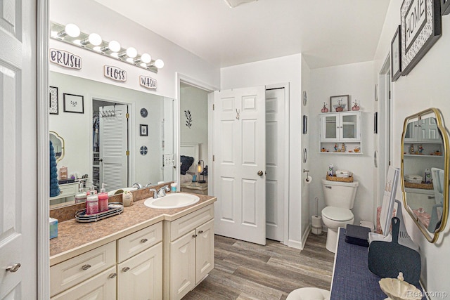 7374 Cross Creek Dr, Swartz Creek, MI 48473 - bathroom with toilet, wood finished floors, and vanity