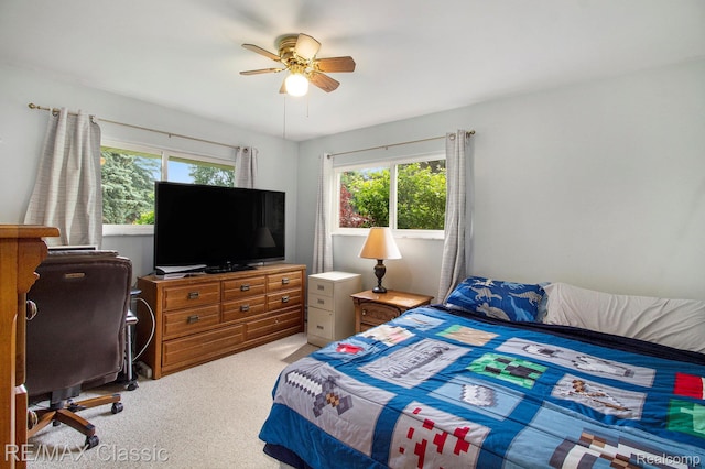 38 Meadowview Dr, Howell, MI 48843 - bedroom with carpet, a desk, and ceiling fan