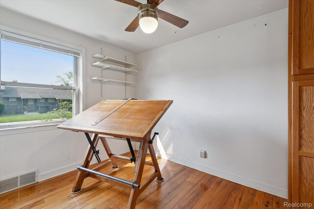 3417 Edgewood Dr, Ann Arbor, MI 48104 - dining room featuring light wood-type flooring, baseboards, and a ceiling fan