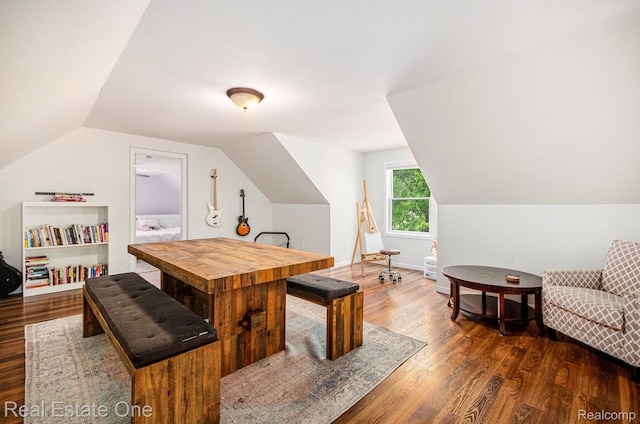 2400 Rolandale, West Bloomfield, MI 48324 - rec room with wood finished floors, vaulted ceiling, and baseboards