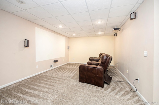 2400 Rolandale, West Bloomfield, MI 48324 - living area with carpet flooring, a paneled ceiling, baseboards, and recessed lighting