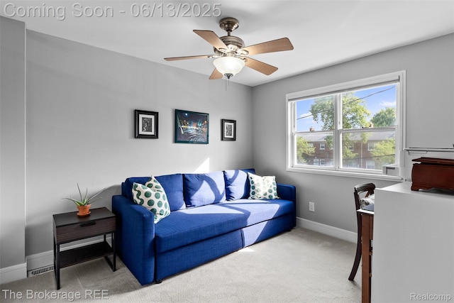 3344 Coolidge Hwy, Royal Oak, MI 48073 - carpeted living room featuring baseboards and ceiling fan