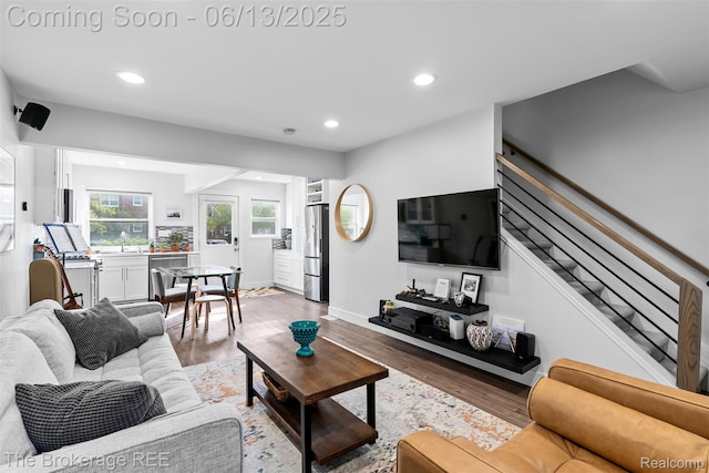 3344 Coolidge Hwy, Royal Oak, MI 48073 - living area featuring recessed lighting, stairway, and wood finished floors