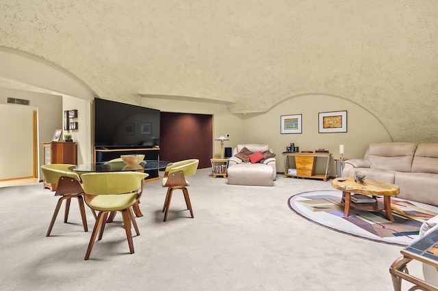 2755 N 9th St, Kalamazoo, MI 49009 - living area featuring carpet floors and vaulted ceiling