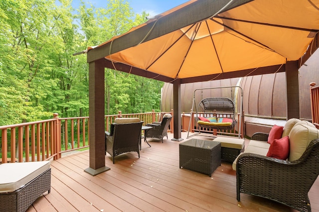 2755 N 9th St, Kalamazoo, MI 49009 - wooden deck with outdoor dining space and a gazebo