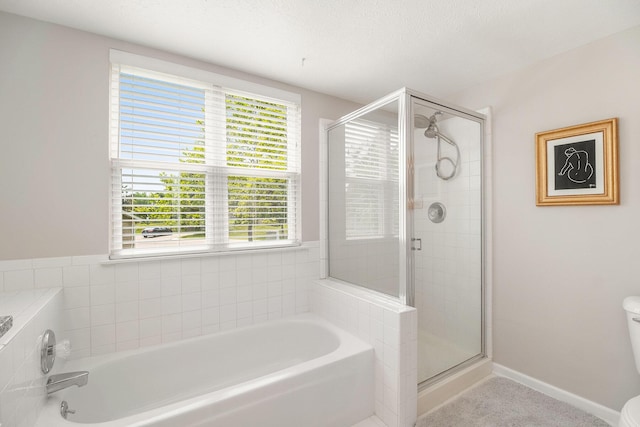 1599 Weatherstone Dr Unit 245, Ann Arbor, MI 48108 - bathroom with healthy amount of natural light, a garden tub, toilet, and a shower stall