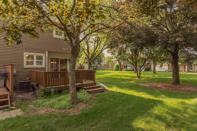 2705 Winthrop Ct, Ann Arbor, MI 48104 - view of grassy yard featuring central air condition unit and a deck