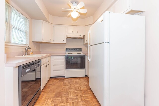 2705 Winthrop Ct, Ann Arbor, MI 48104 - kitchen featuring dishwasher, electric stove, freestanding refrigerator, under cabinet range hood, and a sink
