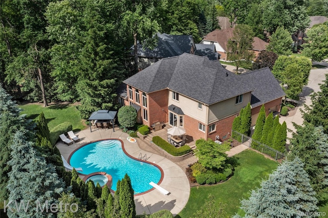 14163 Longneedle Ct, Shelby Twp, MI 48315 - view from above of property featuring a pool area