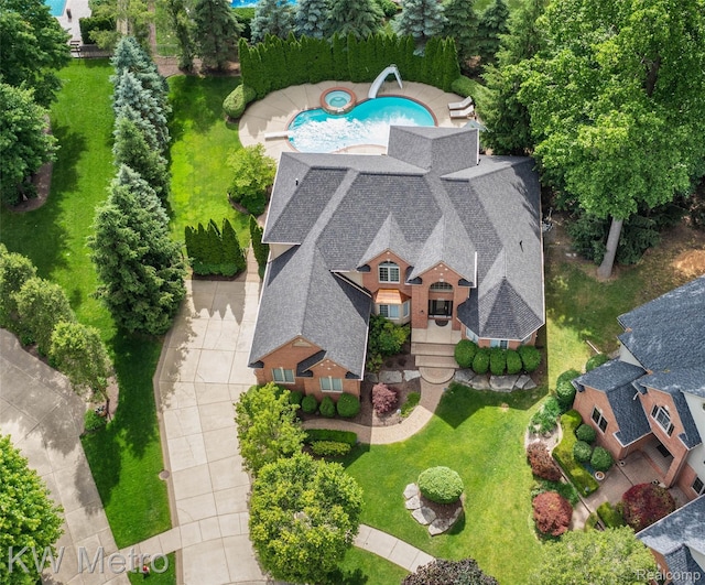 14163 Longneedle Ct, Shelby Twp, MI 48315 - aerial view of property and surrounding area with a pool