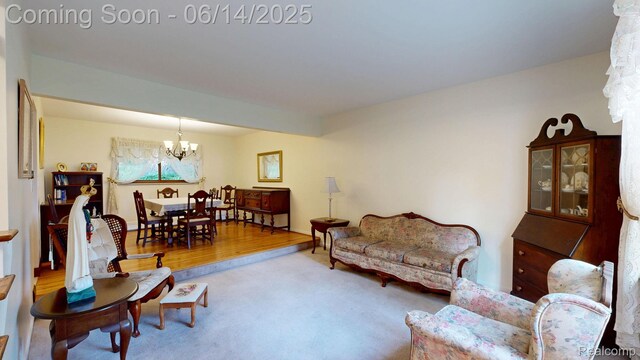 6624 Wellesley Ter, Clarkston, MI 48346 - living area featuring a chandelier and carpet floors