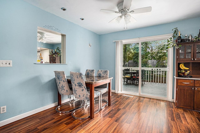 81 Dunton Ave, Holland, MI 49424 - dining room with ceiling fan, dark wood finished floors, and baseboards