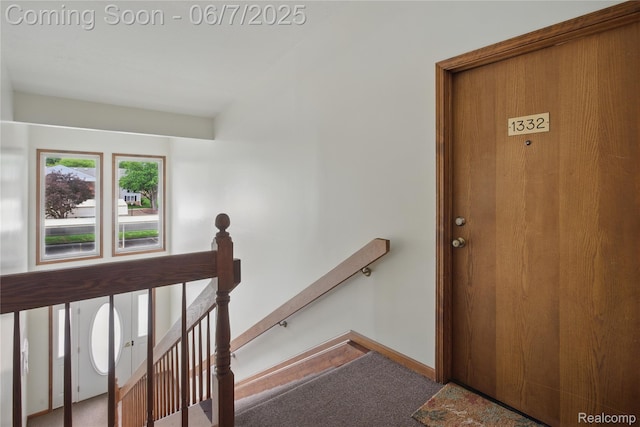 1332 Shoemaker Dr Unit 1332, Belleville, MI 48185 - stairway featuring carpet floors and baseboards