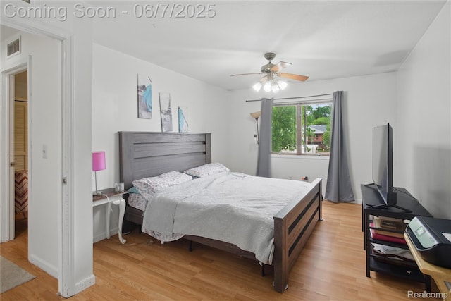 1332 Shoemaker Dr Unit 1332, Belleville, MI 48185 - bedroom with light wood-style floors and ceiling fan